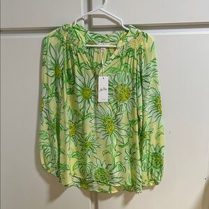 Lilly Pulitzer Elsa Silk Blouse in Sunbelievable XS NWT